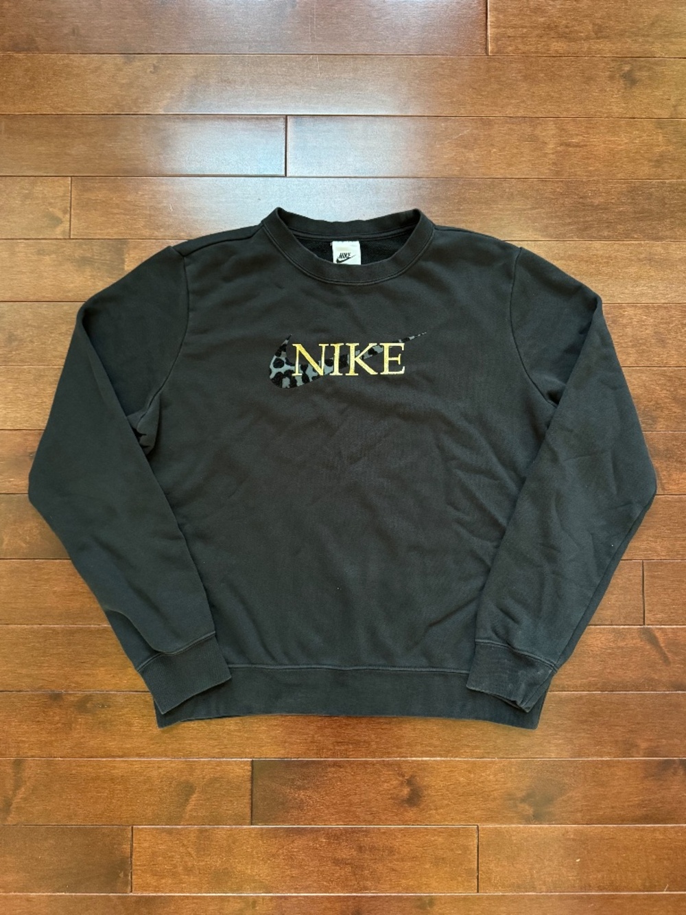 Nike Black & Leopard Print Crewneck